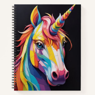 Rainbow unicorn face notebook
