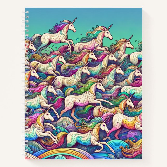 Rainbow Unicorn Fantasy Art Notebook (Front)