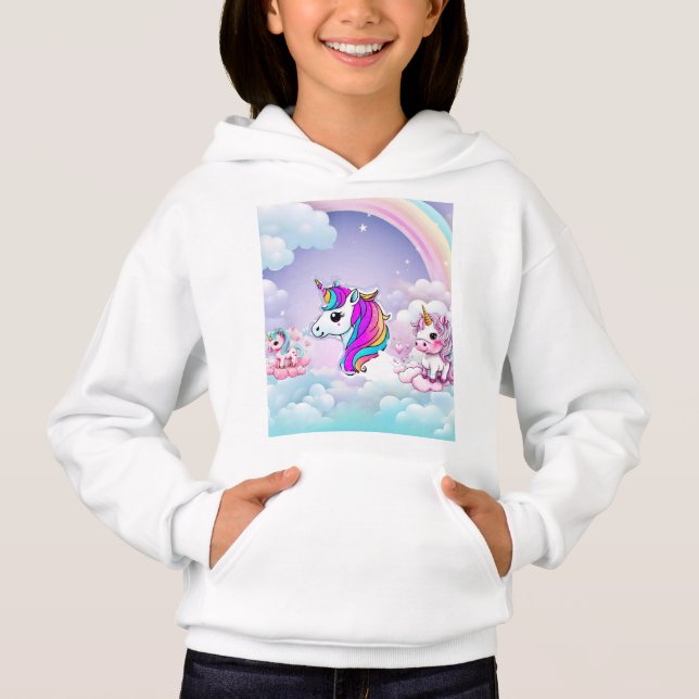 Rainbow Unicorn Fantasy Clouds and Hearts (Front)