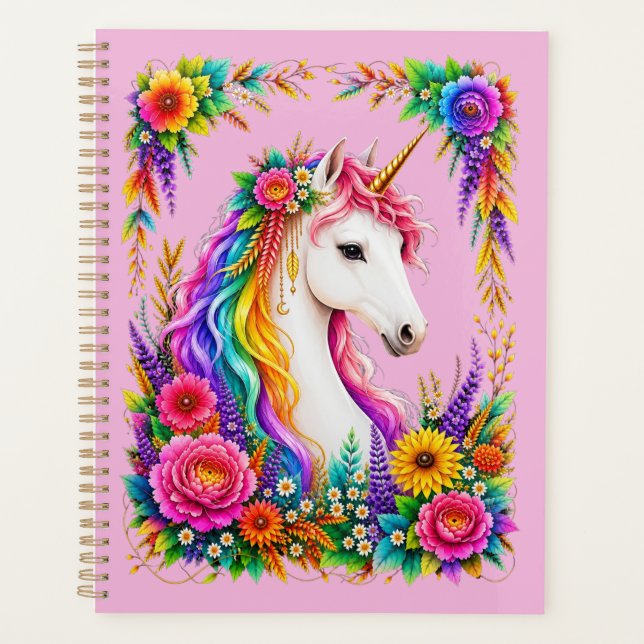 Rainbow Unicorn Fantasy Magical Notebook  Planner (Front)