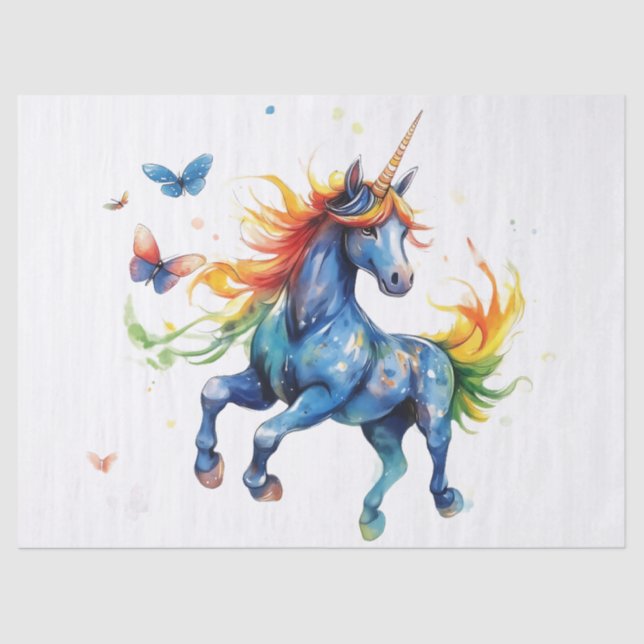 Rainbow Unicorn Fantasy Tissue Paper – 10lb, 17"x2 (Front)