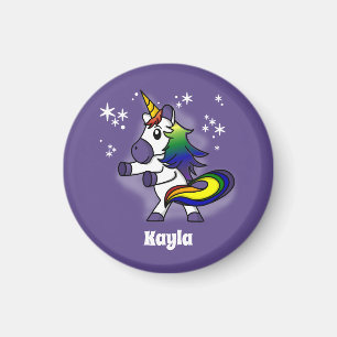 Rainbow Unicorn Flossing with Starry Background Magnet