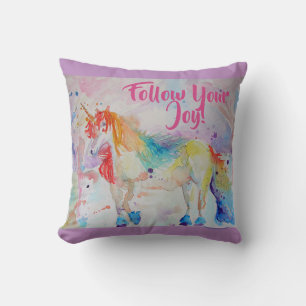 Rainbow Unicorn Follow Your Joy Cushion