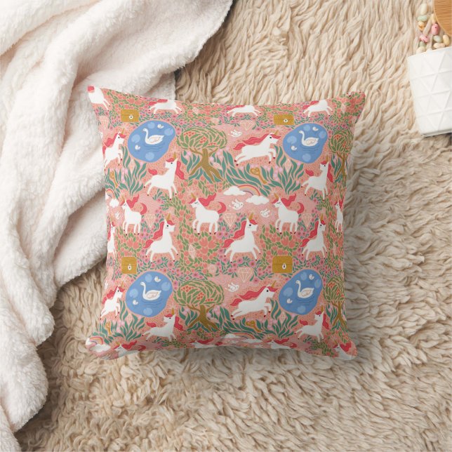 rainbow unicorn garden | throw pillow (Blanket)