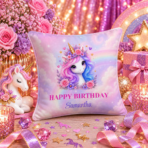 Rainbow Unicorn Girl Birthday Pink Purple Party Pi Cushion