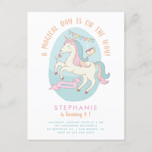 Rainbow Unicorn Girl's Birthday Party Invitation