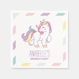 Rainbow Unicorn Girls Birthday Party Napkin