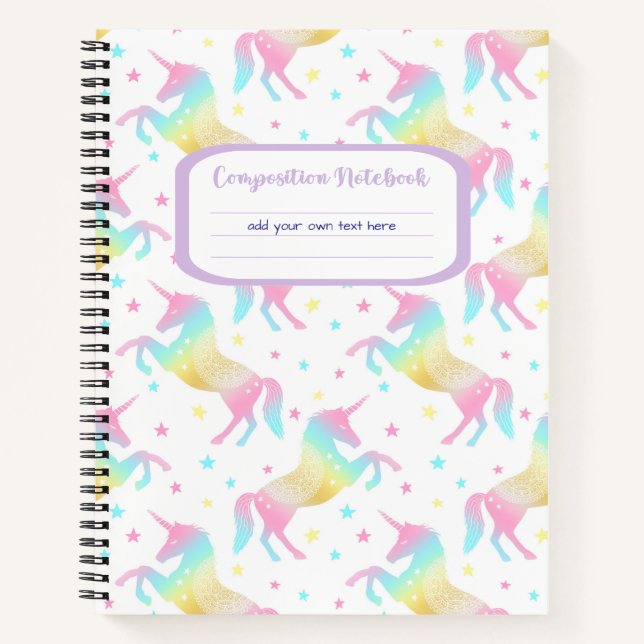 Rainbow Unicorn Girls Composition Notebook (Front)