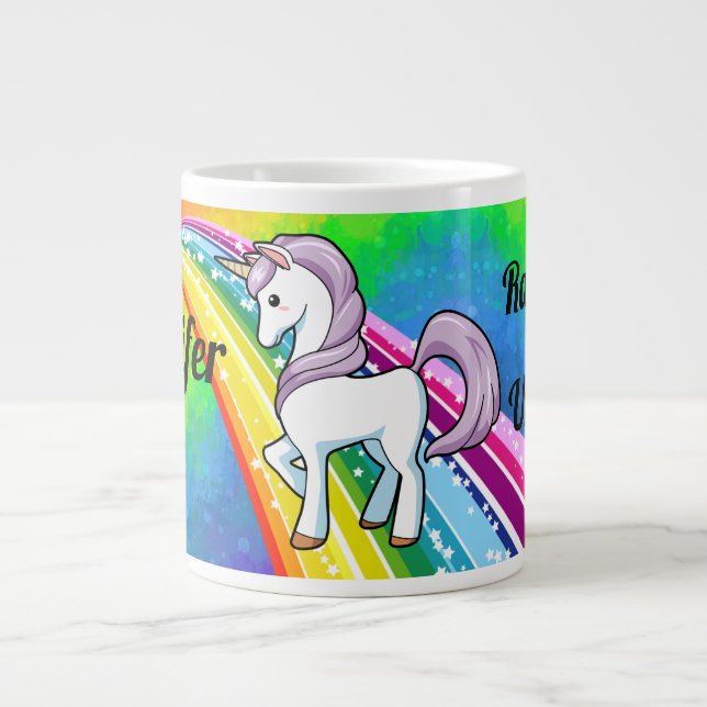 Rainbow Unicorn Girl's Cup Personalise NAME Mug (Front)