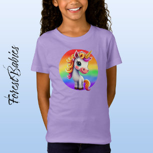 Rainbow 🌈🦄 Unicorn Girly Animal Colourful Purple T-Shirt