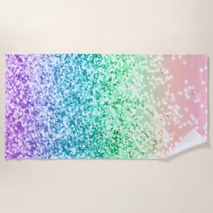Rainbow Unicorn Glitter 4 Beach Towel