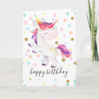 Rainbow Unicorn Glitter Polka Dot Girl Birthday