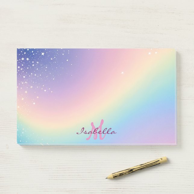 Rainbow Unicorn Glitter Post-it Notes (On Desk)