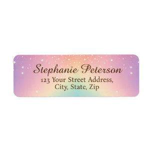 Rainbow Unicorn Glitter Return Address