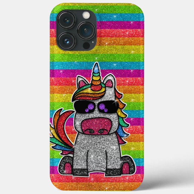 Rainbow Unicorn Glitter Sparkly Gold Sparkles Case-Mate iPhone Case (Back)