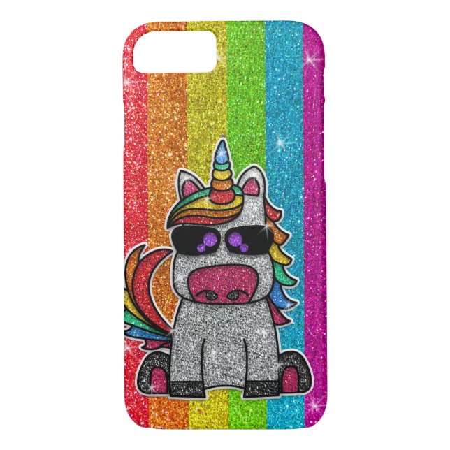 Rainbow Unicorn Glitter Sparkly Gold Sparkles  Case-Mate iPhone Case (Back)