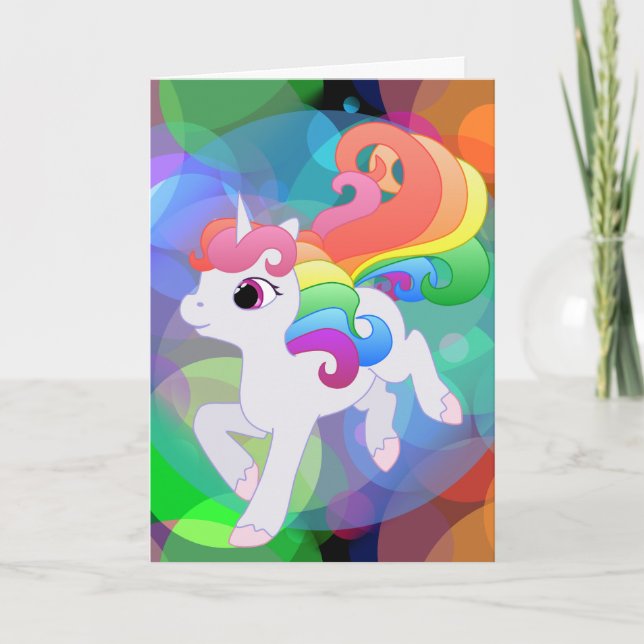 Rainbow Unicorn Greeting Card (Front)