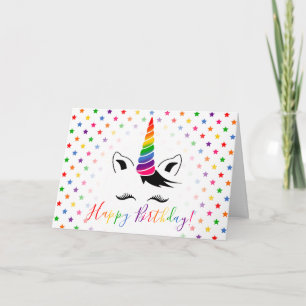 Rainbow Unicorn Happy Birthday Card