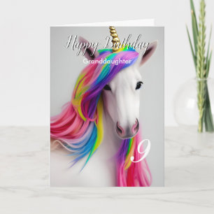 Rainbow Unicorn Happy Birthday Granddaughter Card