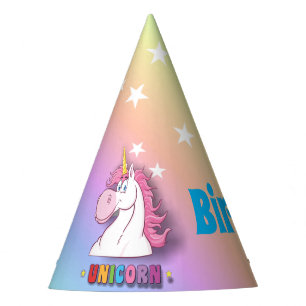 Rainbow Unicorn Happy Birthday Party Hat