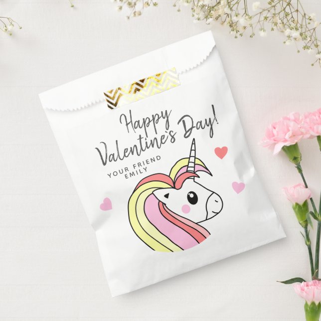 Rainbow Unicorn Heart Kids Valentine`s day Favour Bags (Sealed)