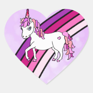 Rainbow Unicorn Heart Sticker