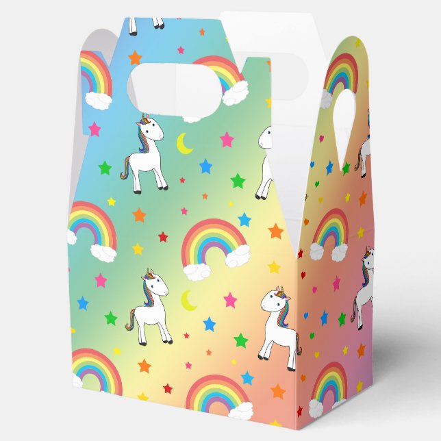 Rainbow unicorn hearts stars pattern favour box (Opened)