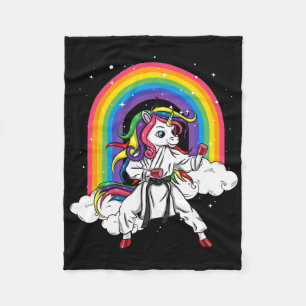 Rainbow Unicorn Karate Taekwondo Mma Judo Kids Gir Fleece Blanket