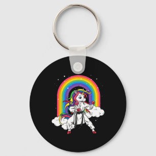Rainbow Unicorn Karate Taekwondo Mma Judo Kids Gir Key Ring
