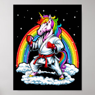 Rainbow Unicorn Karate Taekwondo Mma Judo Kids Poster
