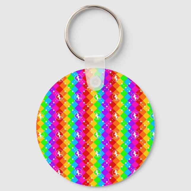 Rainbow Unicorn Key Ring (Front)