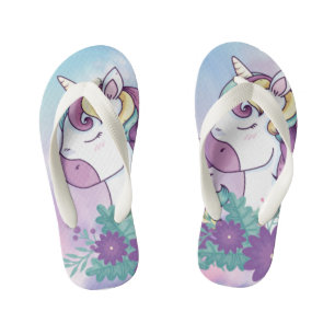 Rainbow Unicorn Kids Flip Flops