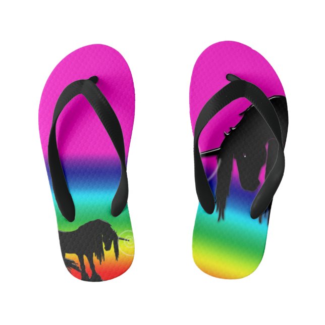 Rainbow Unicorn Kid's Flip Flops (Footbed)
