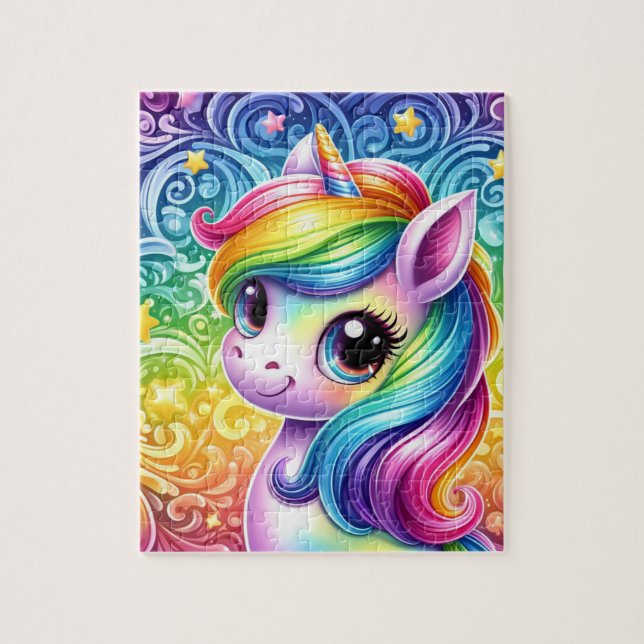 Rainbow unicorn kids puzzle (Vertical)