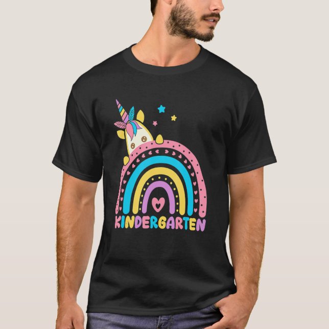 Rainbow Unicorn Kindergarten Teacher First Day Of  T-Shirt (Front)