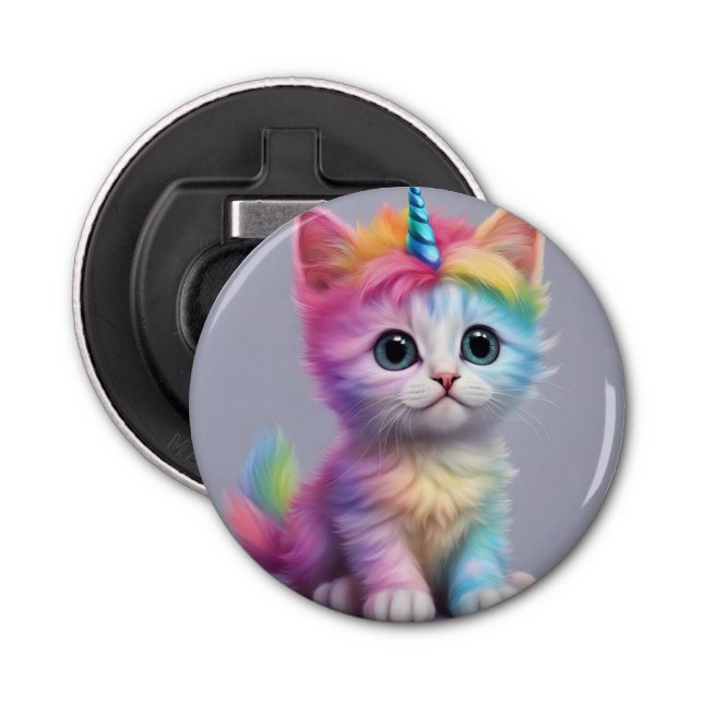 Rainbow Unicorn Kitten Bottle Opener (Front)