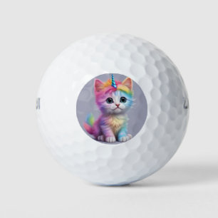Rainbow Unicorn Kitten Golf Balls