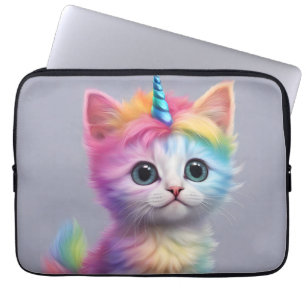 Rainbow Unicorn Kitten Laptop Sleeve
