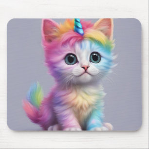 Rainbow Unicorn Kitten Mouse Mat