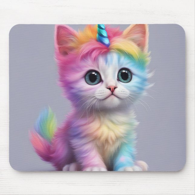 Rainbow Unicorn Kitten Mouse Mat (Front)