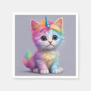Rainbow Unicorn Kitten Napkin