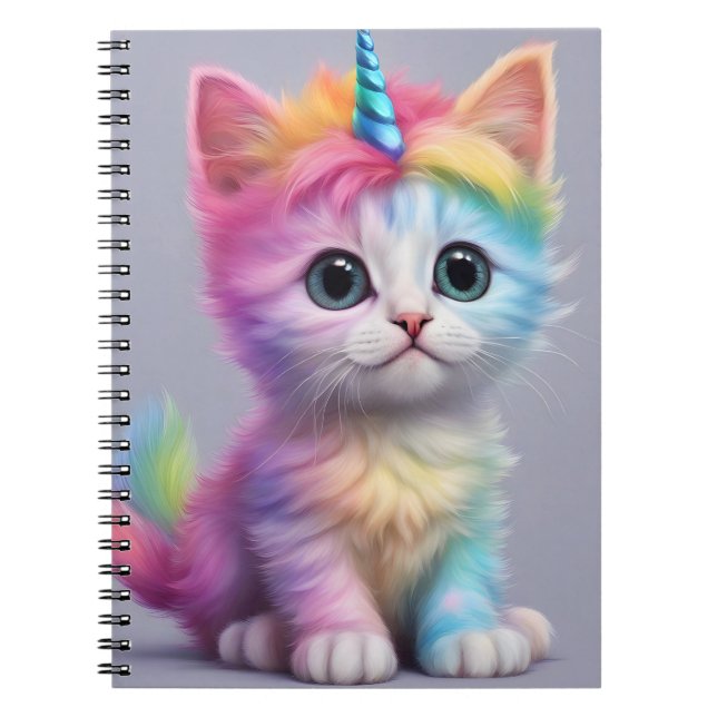 Rainbow Unicorn Kitten Notebook (Front)