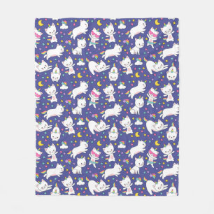 Rainbow Unicorn Kitty Fleece Blanket