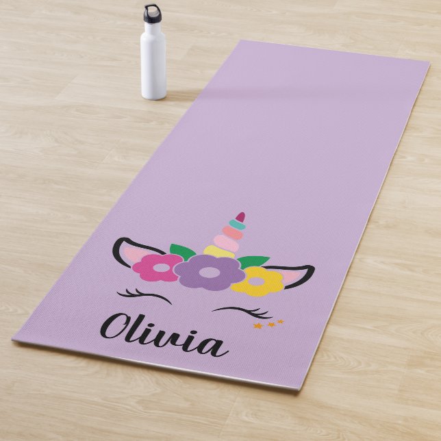 Rainbow Unicorn Lavender Personalised Yoga Mat (In Situ)