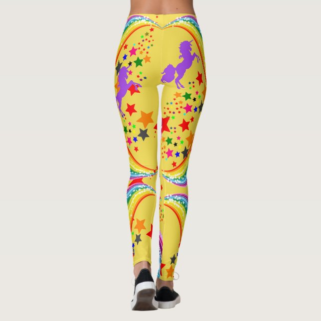 Rainbow Unicorn Leggings Personalise Yoga Pants (Back)