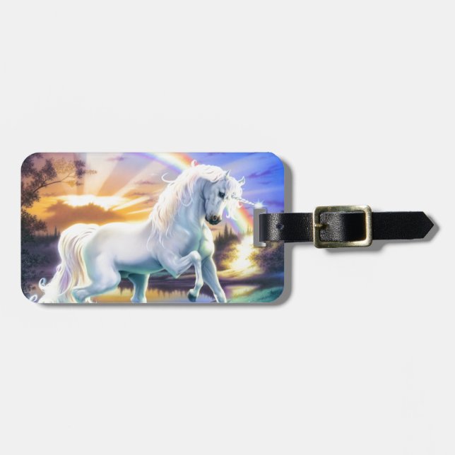 Rainbow Unicorn Luggage Tag (Front Horizontal)