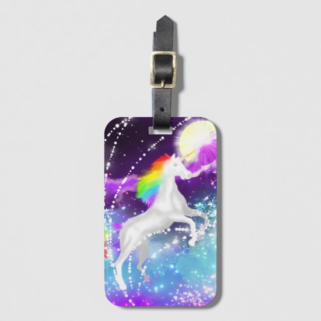 Rainbow Unicorn Luggage Tag (Front Vertical)