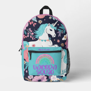 Rainbow Unicorn Magic Glitter Print Name Backpack
