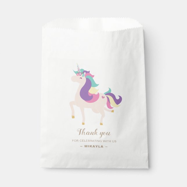 Rainbow Unicorn Magical Birthday Cute Girl Favour Bags (Front)