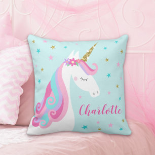 Rainbow Unicorn Magical Glitter Aqua Cushion